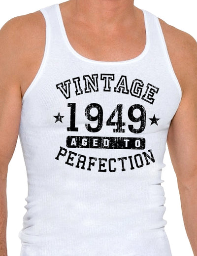 1949 - Vintage Birth Year Mens Ribbed Tank Top Brand-Mens Ribbed Tank Top-TooLoud-White-Small-Davson Sales