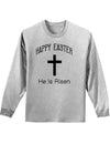 Happy Easter He Is Risen Christian Adult Long Sleeve Shirt-Long Sleeve Shirt-TooLoud-Ash-Gray-Small-Davson Sales
