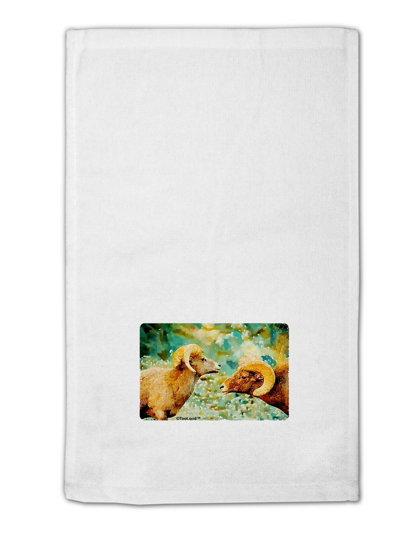 Two Bighorn Rams Watercolor 11&#x22;x18&#x22; Dish Fingertip Towel-Fingertip Towel-TooLoud-White-Davson Sales