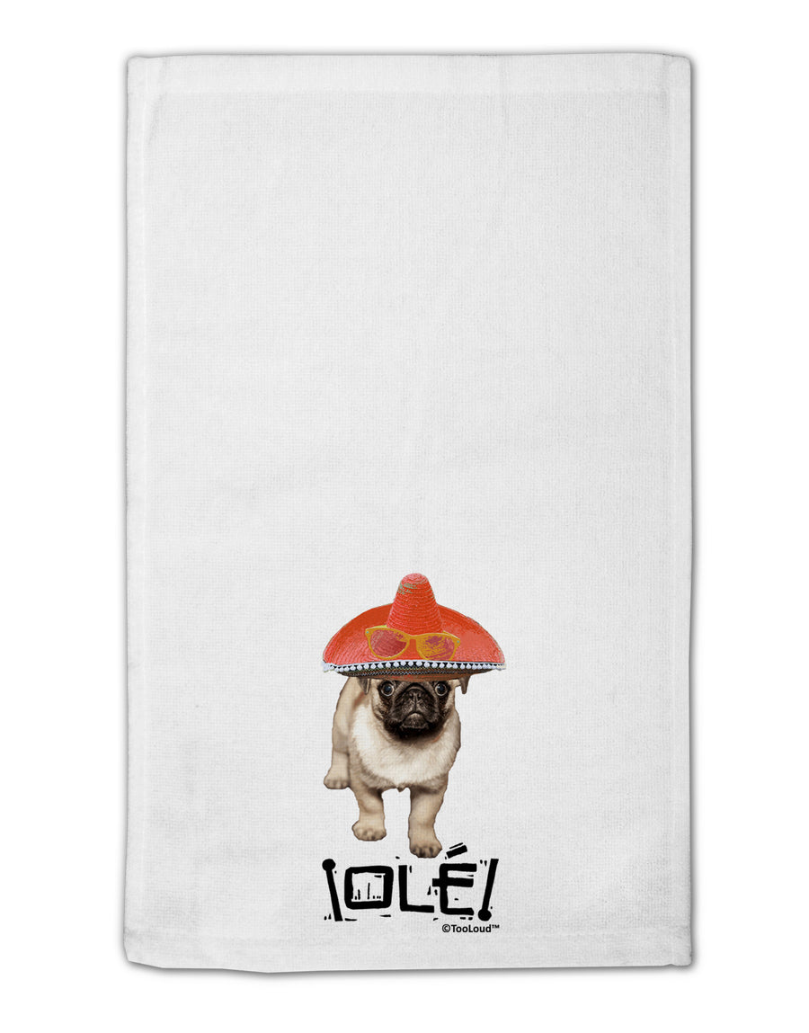 Pug Dog with Pink Sombrero - Ole 11&#x22;x18&#x22; Dish Fingertip Towel by TooLoud-Fingertip Towel-TooLoud-White-Davson Sales