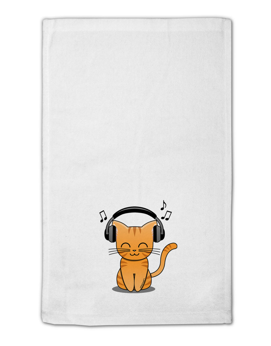 Cute Kitty With Headphones 11&#x22;x18&#x22; Dish Fingertip Towel-Fingertip Towel-TooLoud-White-Davson Sales