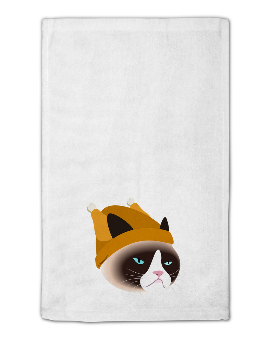 Disgruntled Cat Wearing Turkey Hat 11&#x22;x18&#x22; Dish Fingertip Towel by TooLoud-Fingertip Towel-TooLoud-White-Davson Sales