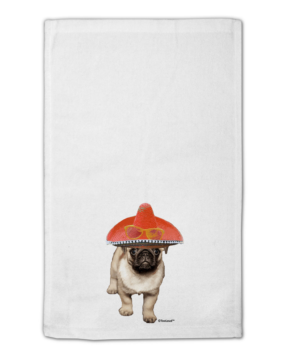 Pug Dog with Pink Sombrero 11&#x22;x18&#x22; Dish Fingertip Towel by TooLoud-Fingertip Towel-TooLoud-White-Davson Sales