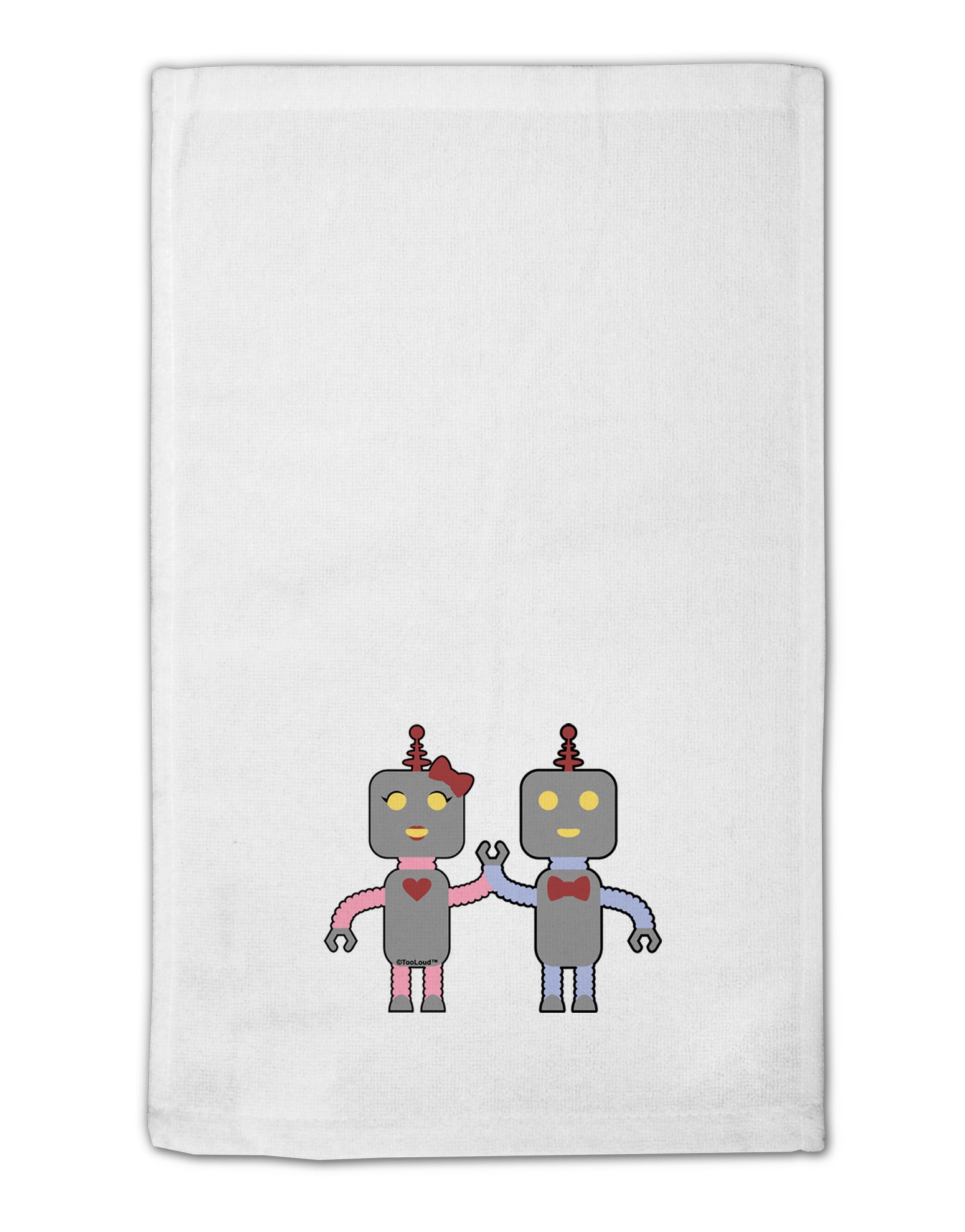 Cute Robot Love 11&#x22;x18&#x22; Dish Fingertip Towel by TooLoud-Fingertip Towel-TooLoud-White-Davson Sales