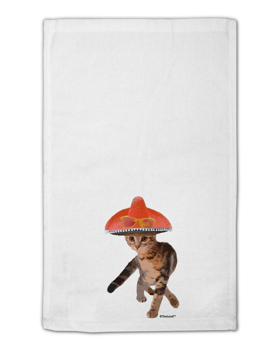 Cat with Pink Sombrero and Sunglasses 11&#x22;x18&#x22; Dish Fingertip Towel by TooLoud-Fingertip Towel-TooLoud-White-Davson Sales