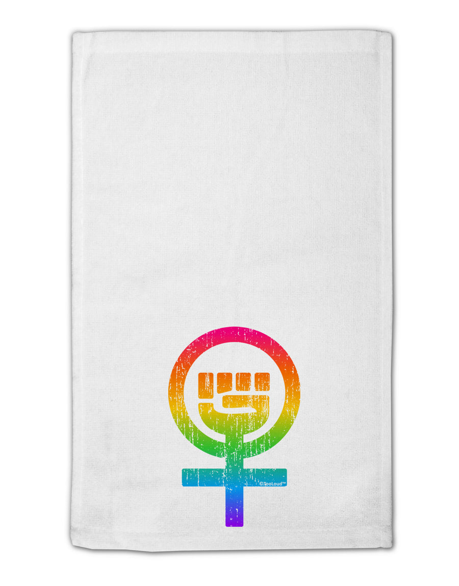 Rainbow Distressed Feminism Symbol 11&#x22;x18&#x22; Dish Fingertip Towel-Fingertip Towel-TooLoud-White-Davson Sales