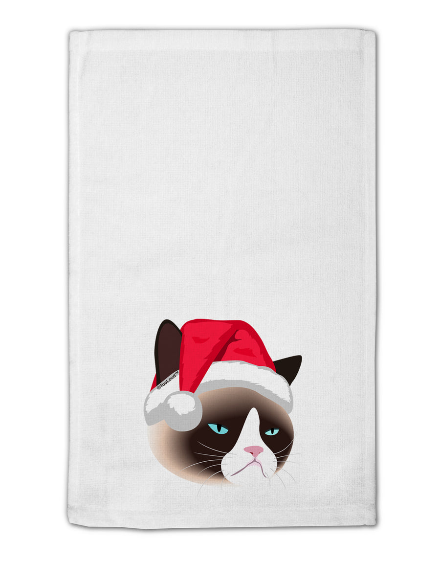 Santa Hat Disgruntled Siamese Cat 11&#x22;x18&#x22; Dish Fingertip Towel by TooLoud-Fingertip Towel-TooLoud-White-Davson Sales