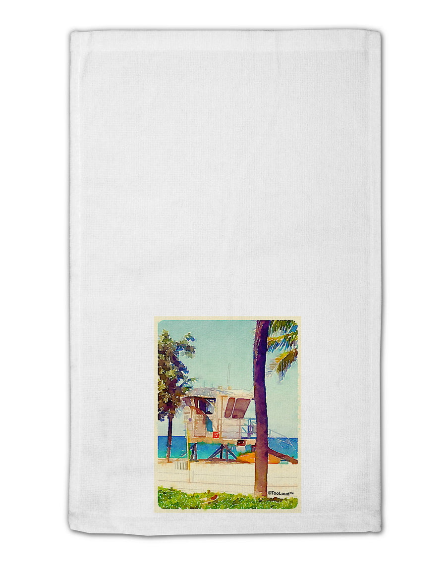 Lifeguard Station Watercolor 11&#x22;x18&#x22; Dish Fingertip Towel-Fingertip Towel-TooLoud-White-Davson Sales