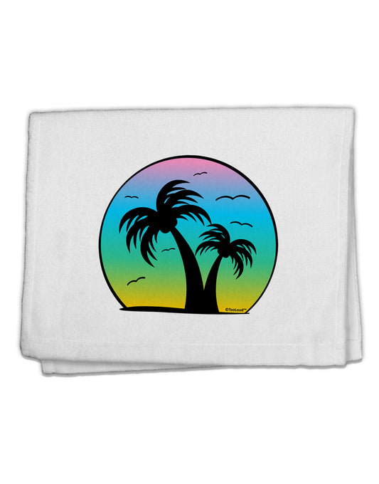 Palm Trees Silhouette - Beach Sunset Design 11&#x22;x18&#x22; Dish Fingertip Towel-Fingertip Towel-TooLoud-White-Davson Sales