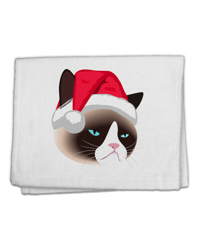 Santa Hat Disgruntled Siamese Cat 11&#x22;x18&#x22; Dish Fingertip Towel by TooLoud-Fingertip Towel-TooLoud-White-Davson Sales