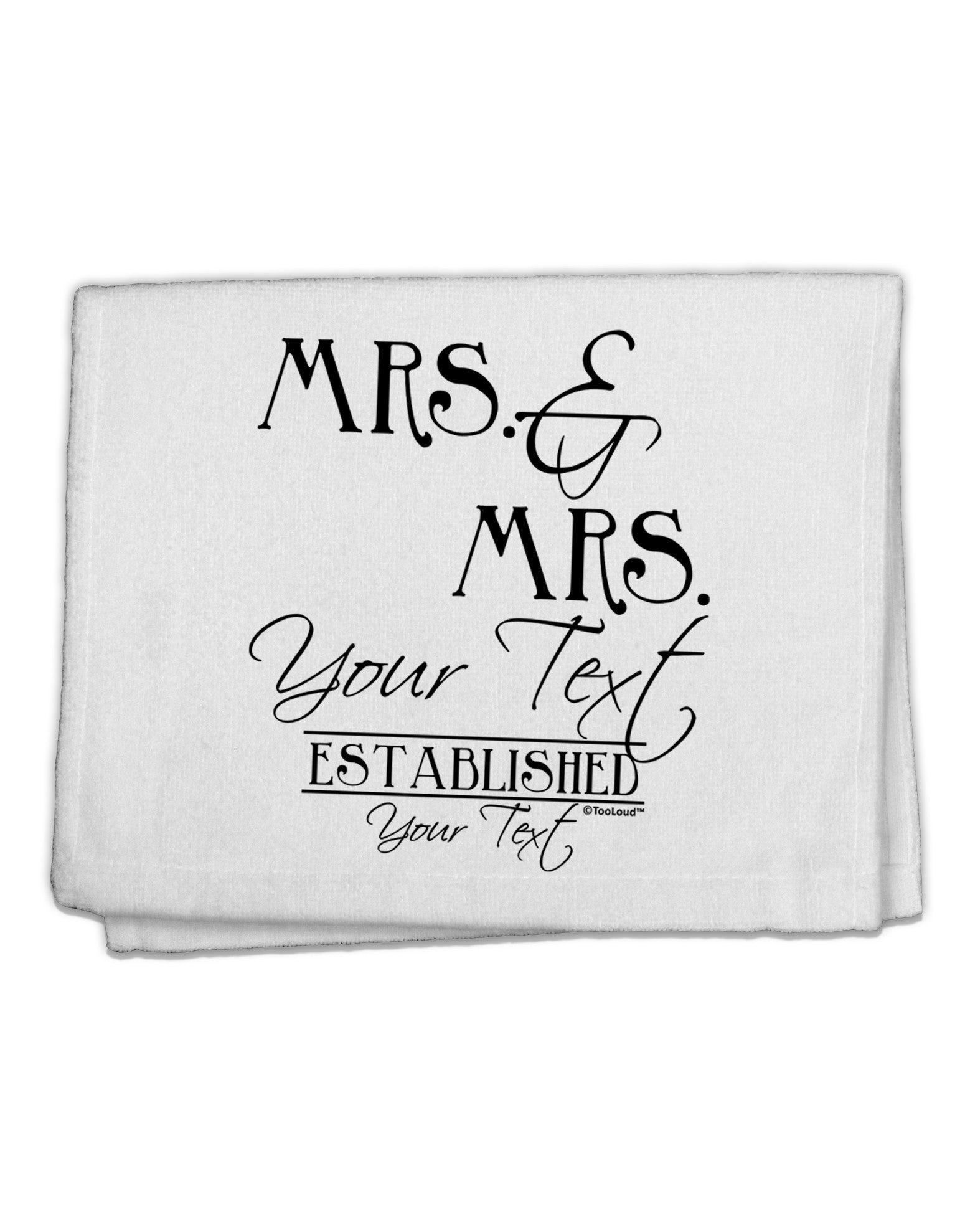 Personalized Mrs and Mrs Lesbian Wedding - Name- Established -Date- Design 11&#x22;x18&#x22; Dish Fingertip Towel-Fingertip Towel-TooLoud-White-Davson Sales