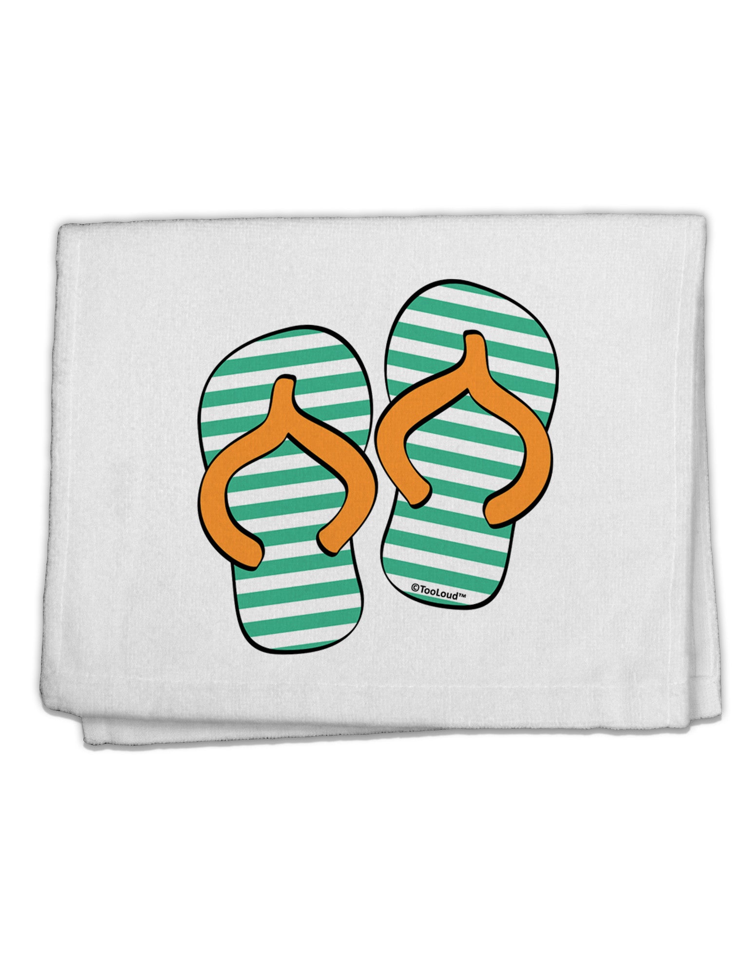 Striped Flip Flops - Teal and Orange 11&#x22;x18&#x22; Dish Fingertip Towel-Fingertip Towel-TooLoud-White-Davson Sales