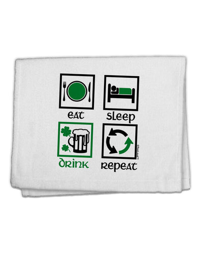 Eat Sleep Drink Green Beer Repeat 11&#x22;x18&#x22; Dish Fingertip Towel-Fingertip Towel-TooLoud-White-Davson Sales