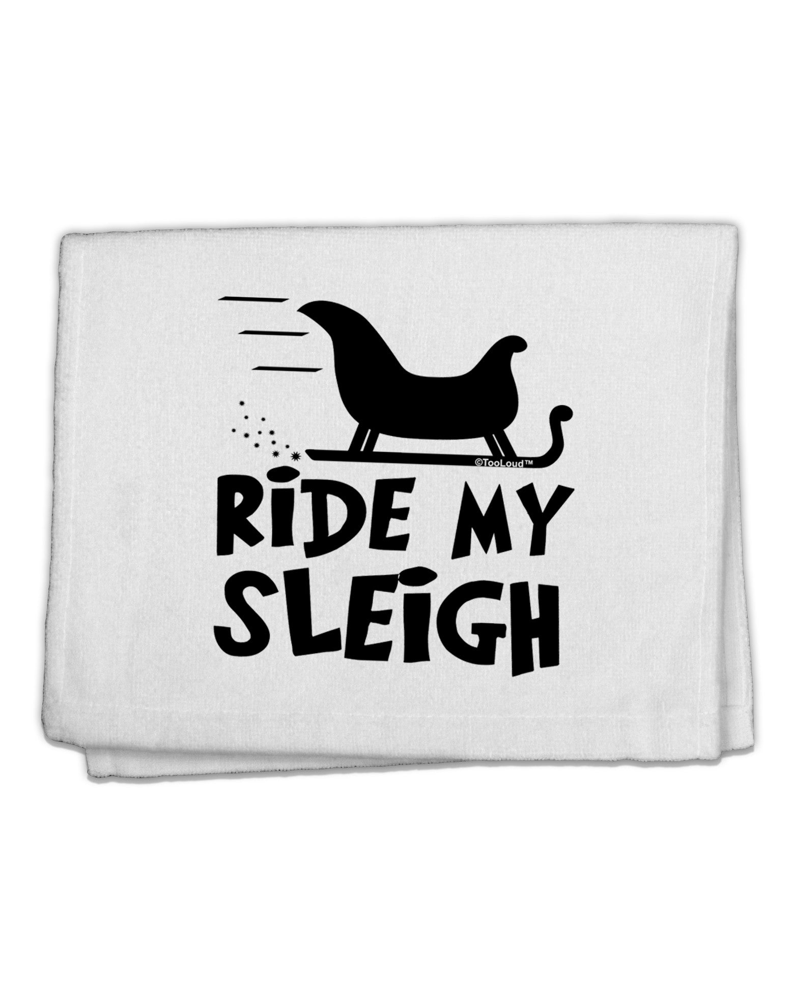 Ride My Sleigh BnW 11&#x22;x18&#x22; Dish Fingertip Towel-Fingertip Towel-TooLoud-White-Davson Sales