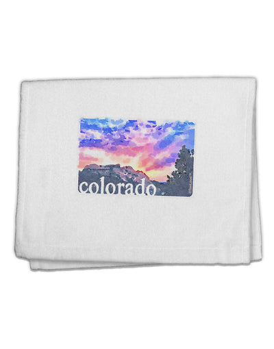 CO Rainbow Sunset Watercolor Text 11&#x22;x18&#x22; Dish Fingertip Towel-Fingertip Towel-TooLoud-White-Davson Sales