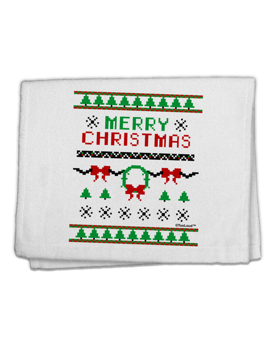 Merry Christmas Ugly Christmas Sweater 11&#x22;x18&#x22; Dish Fingertip Towel-Fingertip Towel-TooLoud-White-Davson Sales