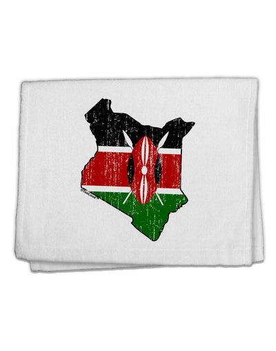 Kenya Flag Silhouette Distressed 11&#x22;x18&#x22; Dish Fingertip Towel-Fingertip Towel-TooLoud-White-Davson Sales