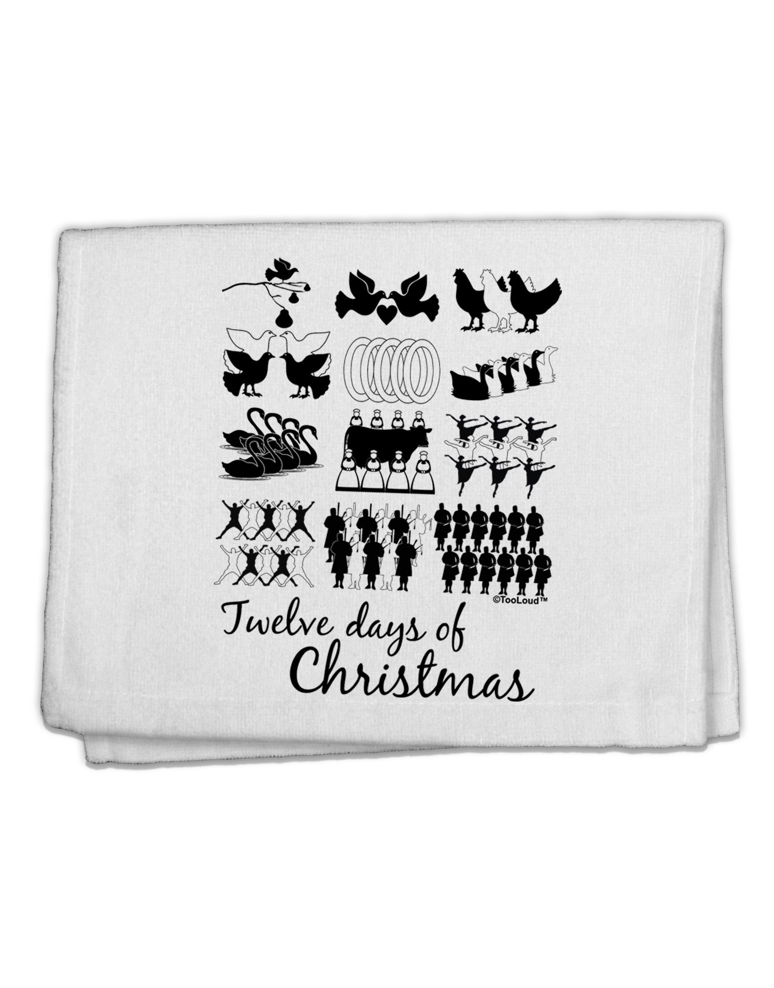 Twelve Days of Christmas Text 11&#x22;x18&#x22; Dish Fingertip Towel-Fingertip Towel-TooLoud-White-Davson Sales
