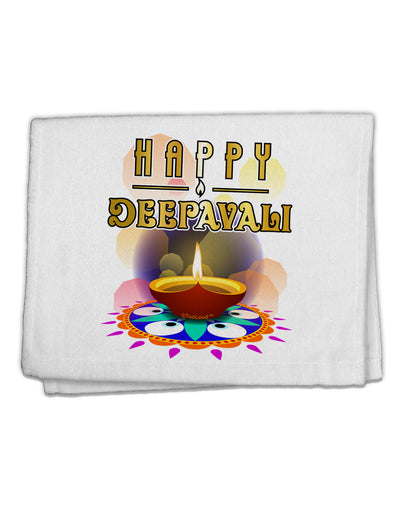 Happy Deepavali - Rangoli and Diya 11&#x22;x18&#x22; Dish Fingertip Towel by TooLoud-TooLoud-White-Davson Sales