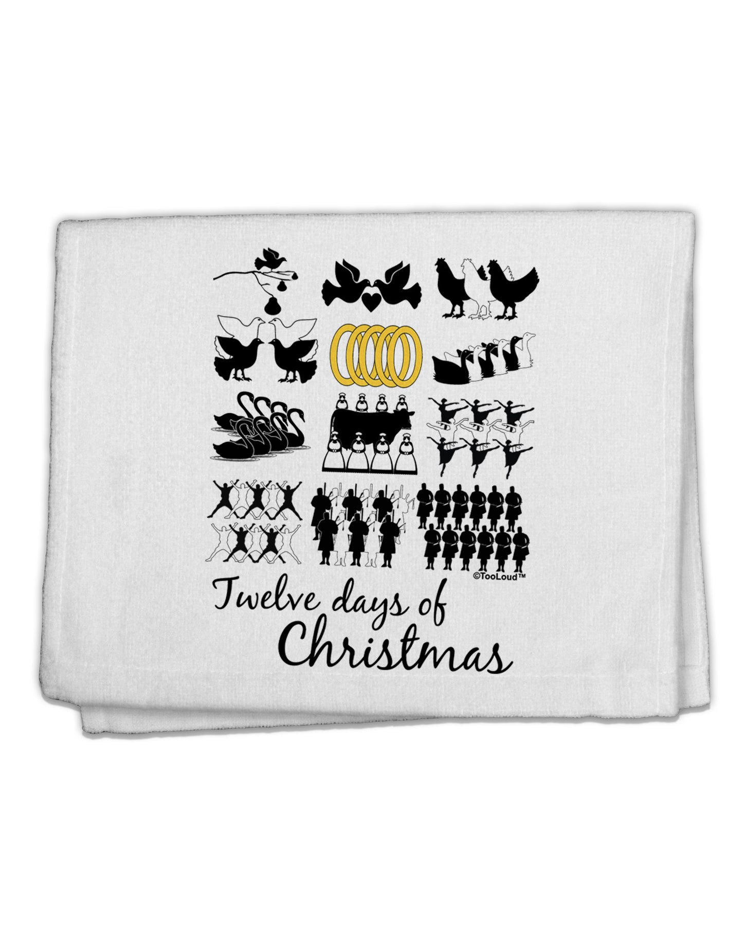12 Days of Christmas Text Color 11&#x22;x18&#x22; Dish Fingertip Towel-Fingertip Towel-TooLoud-White-Davson Sales