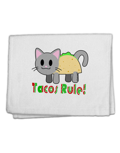 Tacos Rule Taco Cat Design 11&#x22;x18&#x22; Dish Fingertip Towel by TooLoud-Fingertip Towel-TooLoud-White-Davson Sales