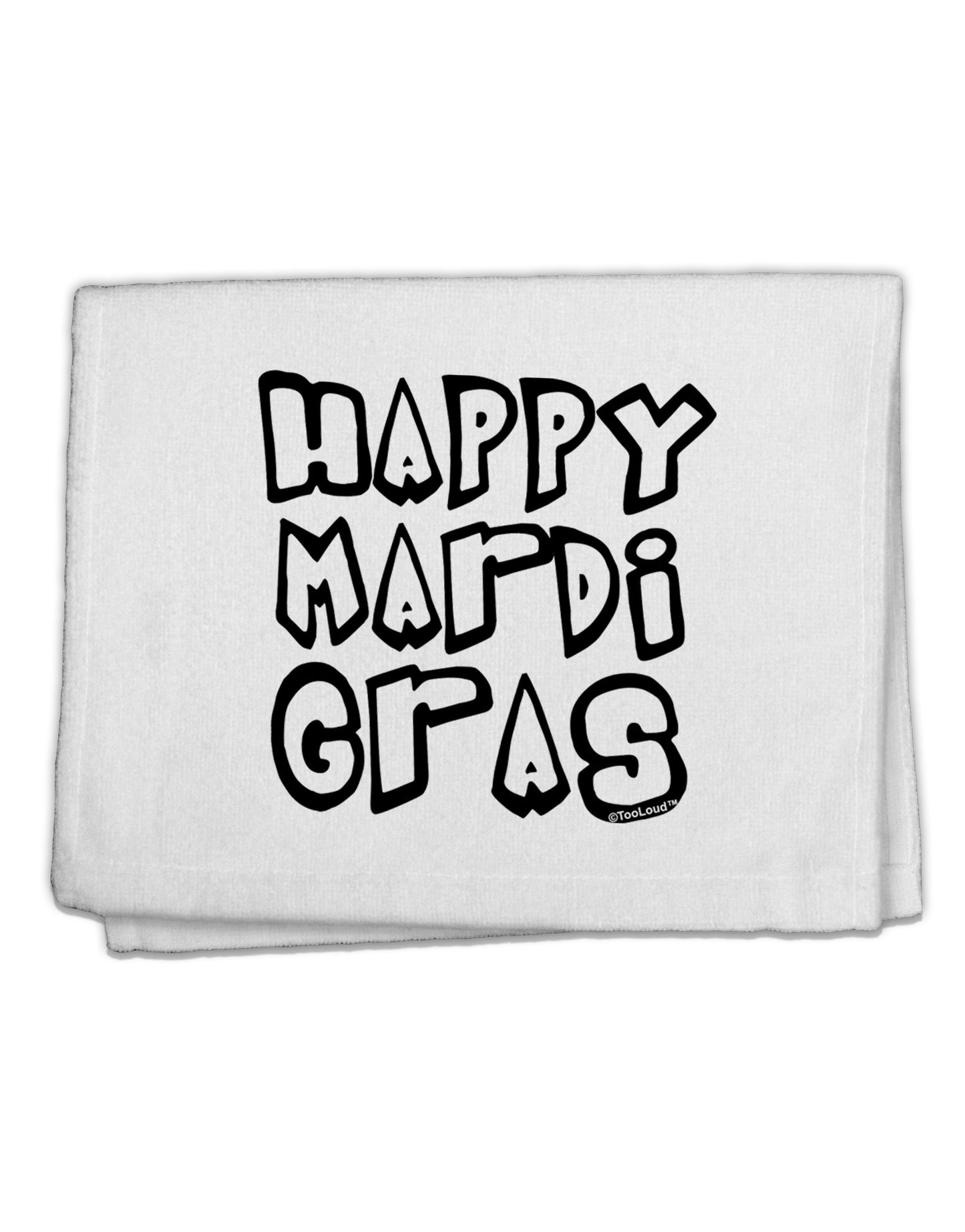 Happy Mardi Gras Text 2 BnW 11&#x22;x18&#x22; Dish Fingertip Towel-Fingertip Towel-TooLoud-White-Davson Sales