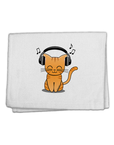 Cute Kitty With Headphones 11&#x22;x18&#x22; Dish Fingertip Towel-Fingertip Towel-TooLoud-White-Davson Sales