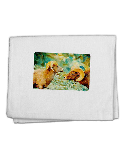 Two Bighorn Rams Watercolor 11&#x22;x18&#x22; Dish Fingertip Towel-Fingertip Towel-TooLoud-White-Davson Sales