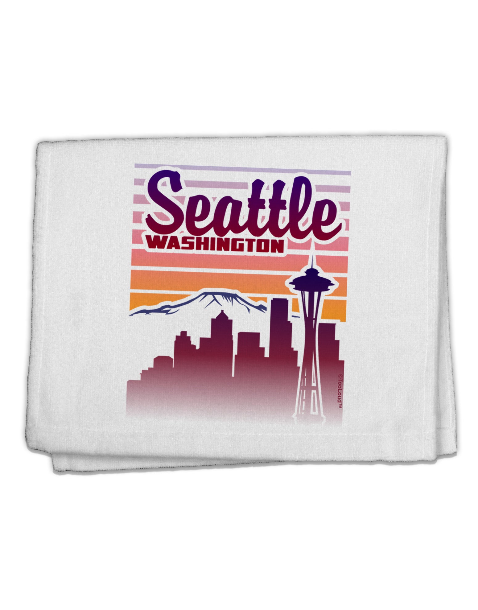 Seattle Washington Sunset 11&#x22;x18&#x22; Dish Fingertip Towel-Fingertip Towel-TooLoud-White-Davson Sales