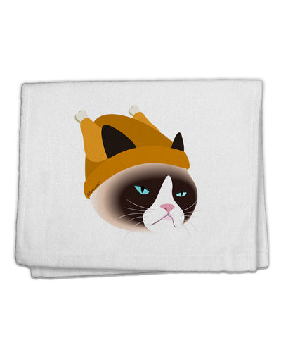 Disgruntled Cat Wearing Turkey Hat 11&#x22;x18&#x22; Dish Fingertip Towel by TooLoud-Fingertip Towel-TooLoud-White-Davson Sales