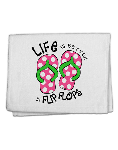 Life is Better in Flip Flops - Pink and Green 11&#x22;x18&#x22; Dish Fingertip Towel-Fingertip Towel-TooLoud-White-Davson Sales