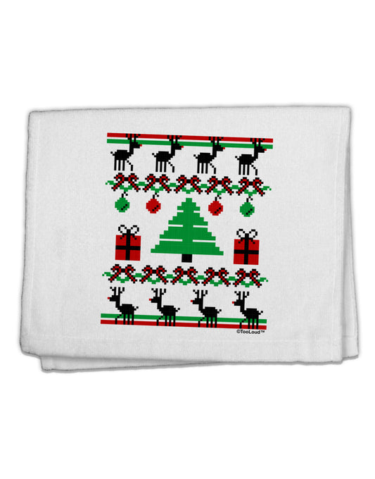 Tree with Gifts Ugly Christmas Sweater 11&#x22;x18&#x22; Dish Fingertip Towel-Fingertip Towel-TooLoud-White-Davson Sales