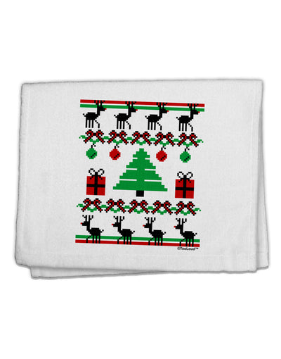 Tree with Gifts Ugly Christmas Sweater 11&#x22;x18&#x22; Dish Fingertip Towel-Fingertip Towel-TooLoud-White-Davson Sales