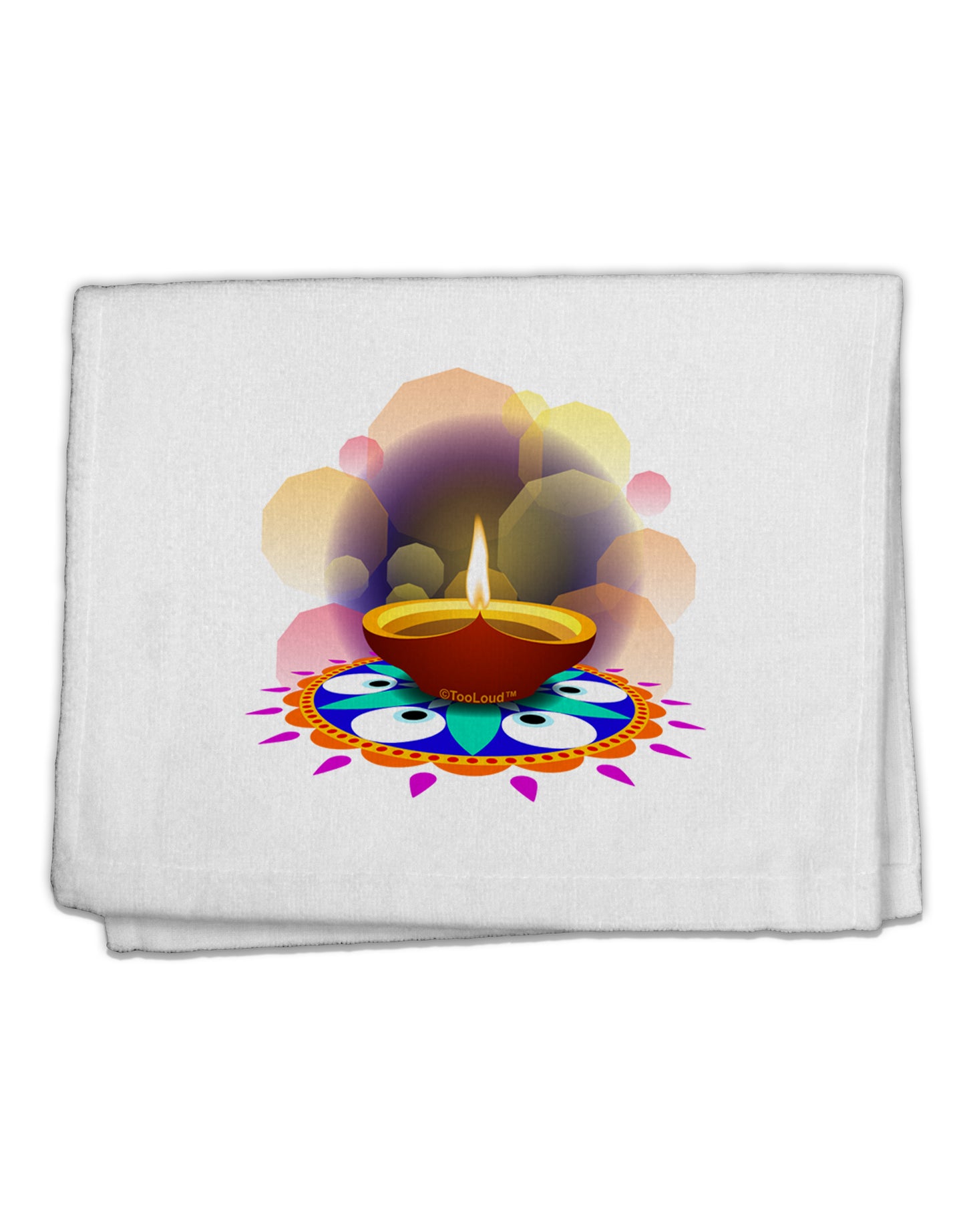 Festive Diya and Rangoli 11&#x22;x18&#x22; Dish Fingertip Towel by TooLoud-TooLoud-White-Davson Sales