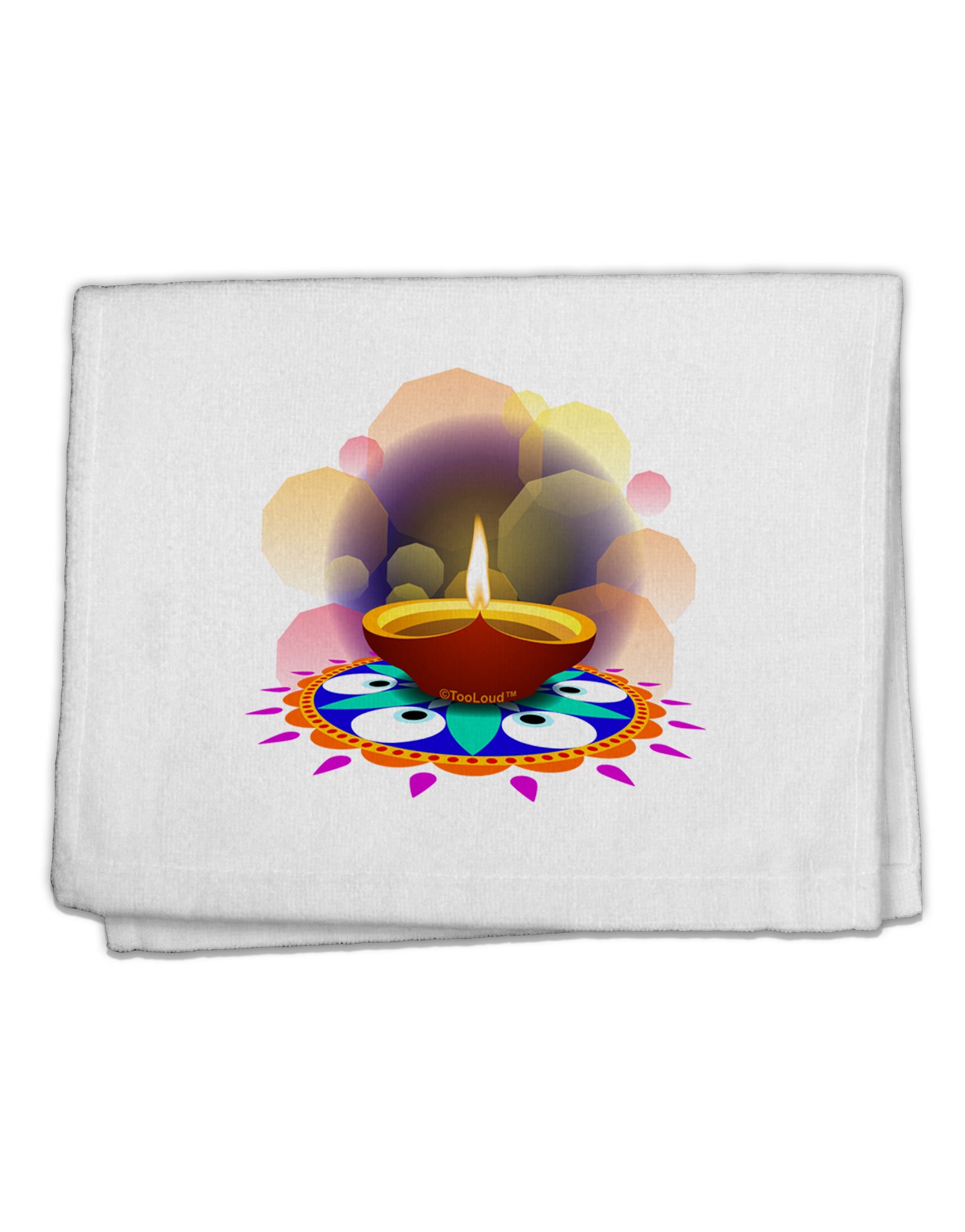 Festive Diya and Rangoli 11&#x22;x18&#x22; Dish Fingertip Towel by TooLoud-TooLoud-White-Davson Sales