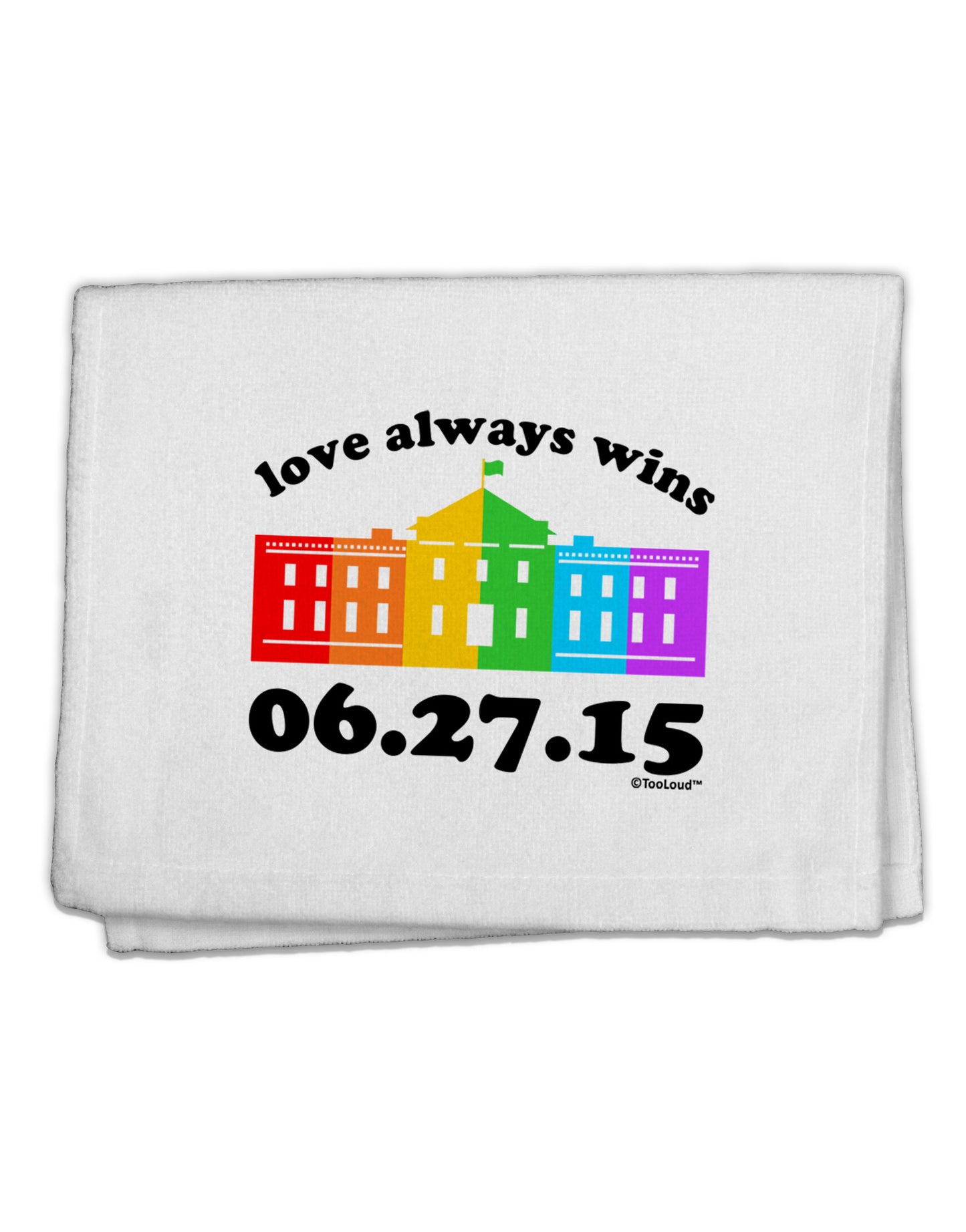 Love Always Wins with Date - Marriage Equality 11&#x22;x18&#x22; Dish Fingertip Towel-Fingertip Towel-TooLoud-White-Davson Sales