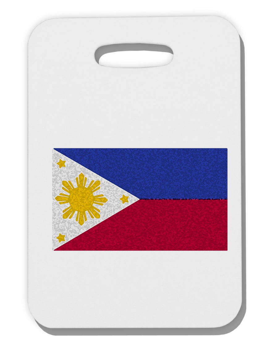 Distressed Philippines Flag Thick Plastic Luggage Tag Tooloud