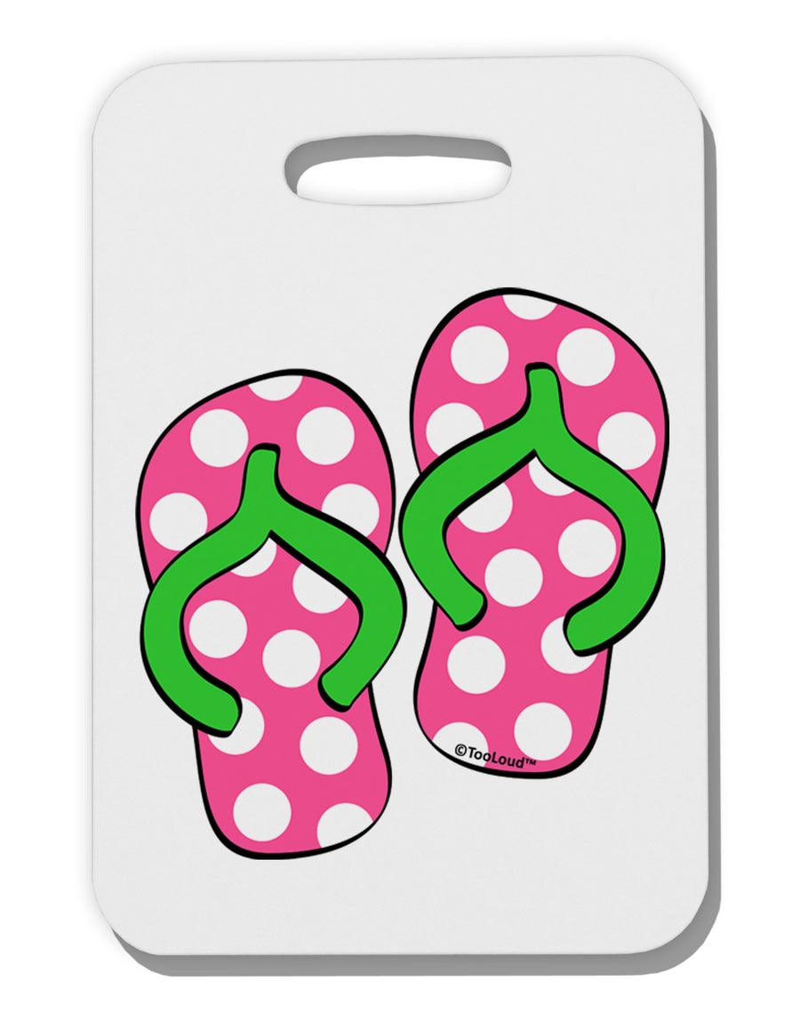 Cute Polka Dot Flip Flops - Pink and Green Thick Plastic Luggage Tag-Luggage Tag-TooLoud-White-One Size-Davson Sales