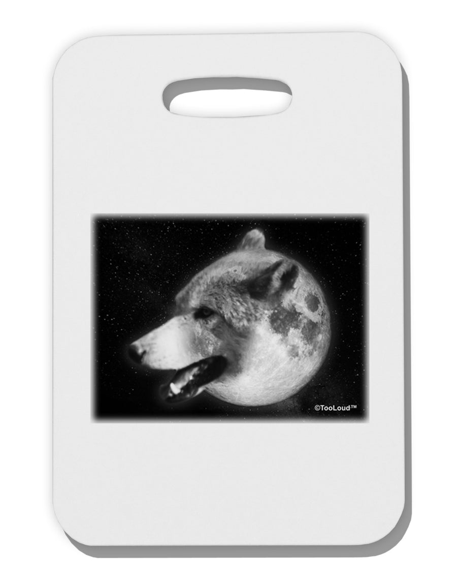 TooLoud White Wolf Moon Thick Plastic Luggage Tag-Luggage Tag-TooLoud-White-One Size-Davson Sales