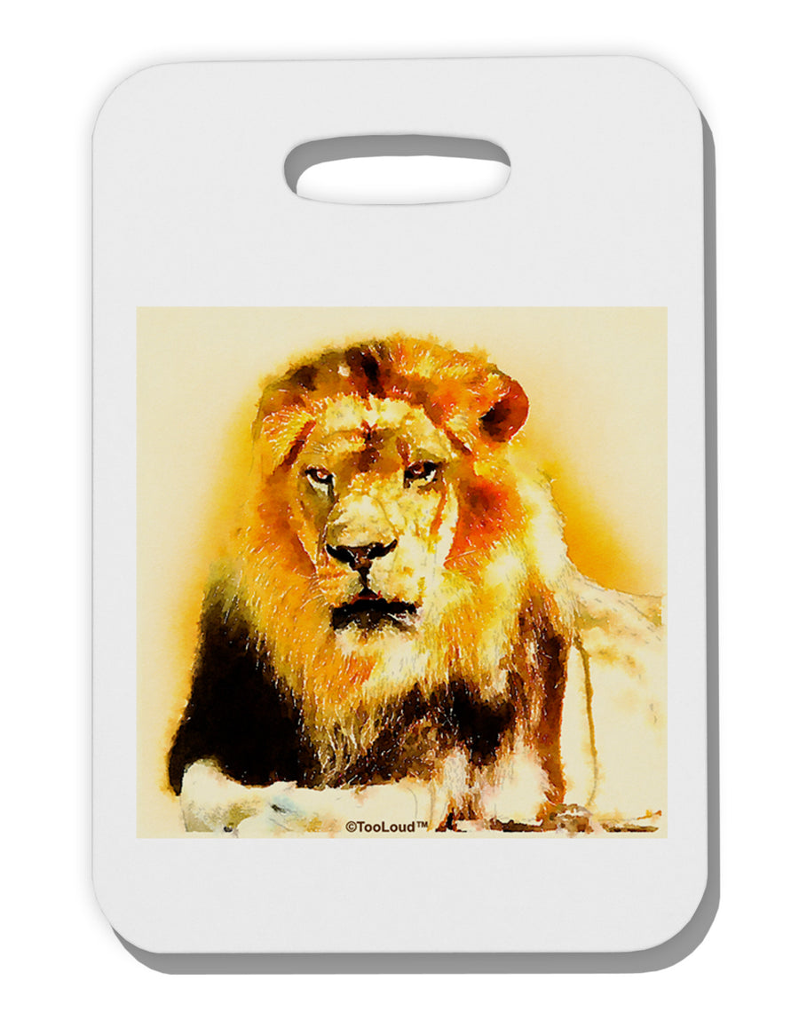 Lion Watercolor 4 Thick Plastic Luggage Tag-Luggage Tag-TooLoud-White-One Size-Davson Sales