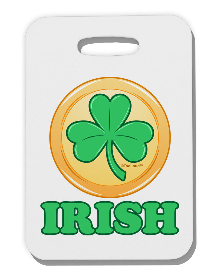 Shamrock Button - Irish Thick Plastic Luggage Tag by TooLoud-Luggage Tag-TooLoud-White-One Size-Davson Sales