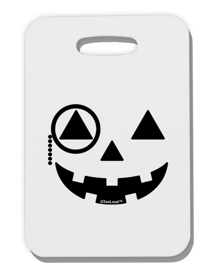 Monocle Jack-o-Lantern B-W Thick Plastic Luggage Tag-Luggage Tag-TooLoud-White-One Size-Davson Sales