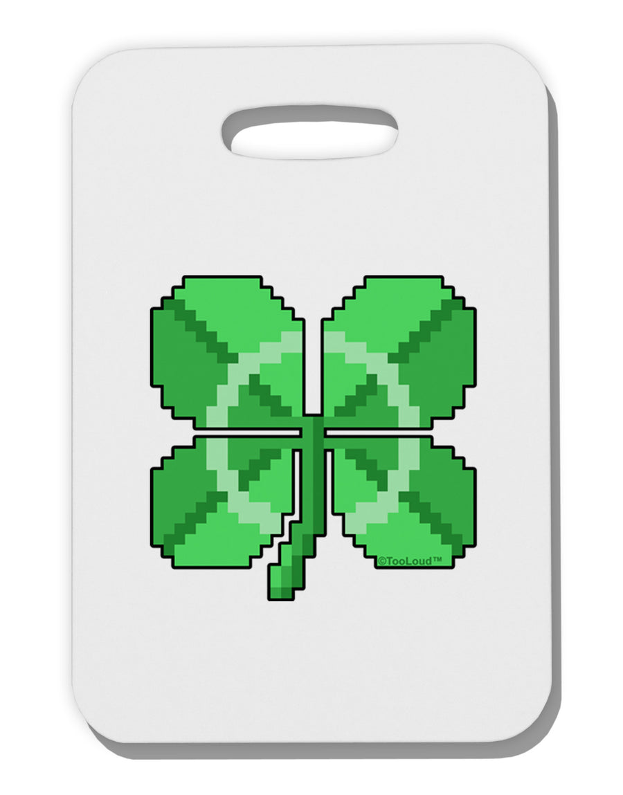 Pixel Four Leaf Clover Thick Plastic Luggage Tag-Luggage Tag-TooLoud-White-One Size-Davson Sales