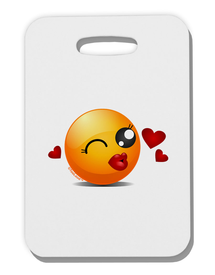 Kissy Face Emoji Girl Thick Plastic Luggage Tag-Luggage Tag-TooLoud-White-One Size-Davson Sales