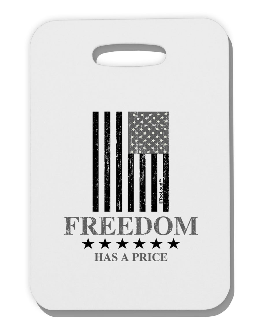 Freedom Flag BnW Thick Plastic Luggage Tag-Luggage Tag-TooLoud-White-One Size-Davson Sales