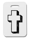 Simple Cross Design Black Distressed Thick Plastic Luggage Tag by TooLoud-Luggage Tag-TooLoud-White-One Size-Davson Sales