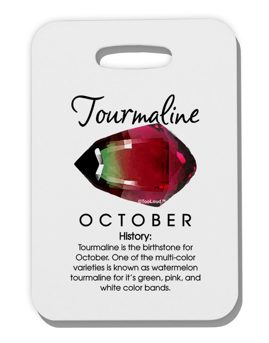 Birthstone Tourmaline Thick Plastic Luggage Tag by TooLoud-Luggage Tag-TooLoud-White-One Size-Davson Sales