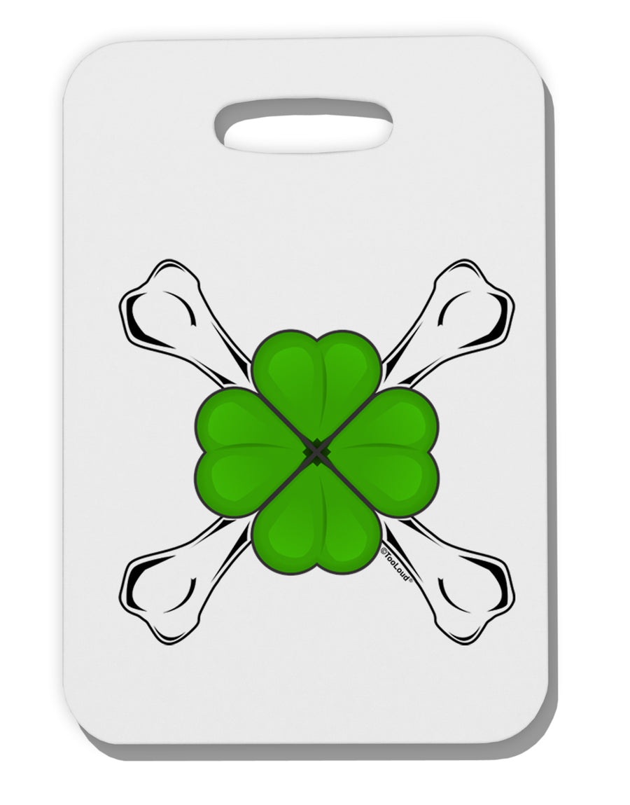 Clover and Crossbones Thick Plastic Luggage Tag by TooLoud-Luggage Tag-TooLoud-White-One Size-Davson Sales