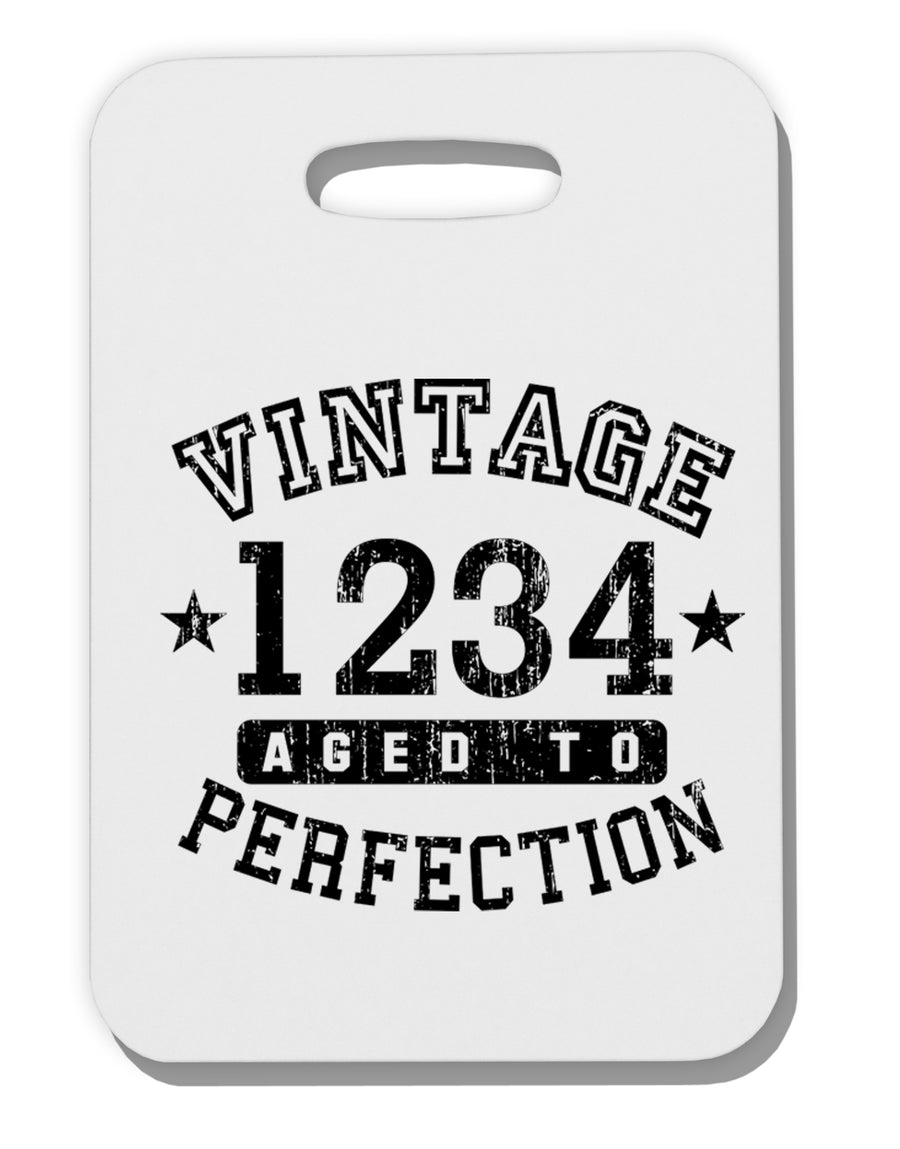 Personalized Vintage Birth Year Distressed Thick Plastic Luggage Tag by TooLoud-Luggage Tag-TooLoud-White-One Size-Davson Sales