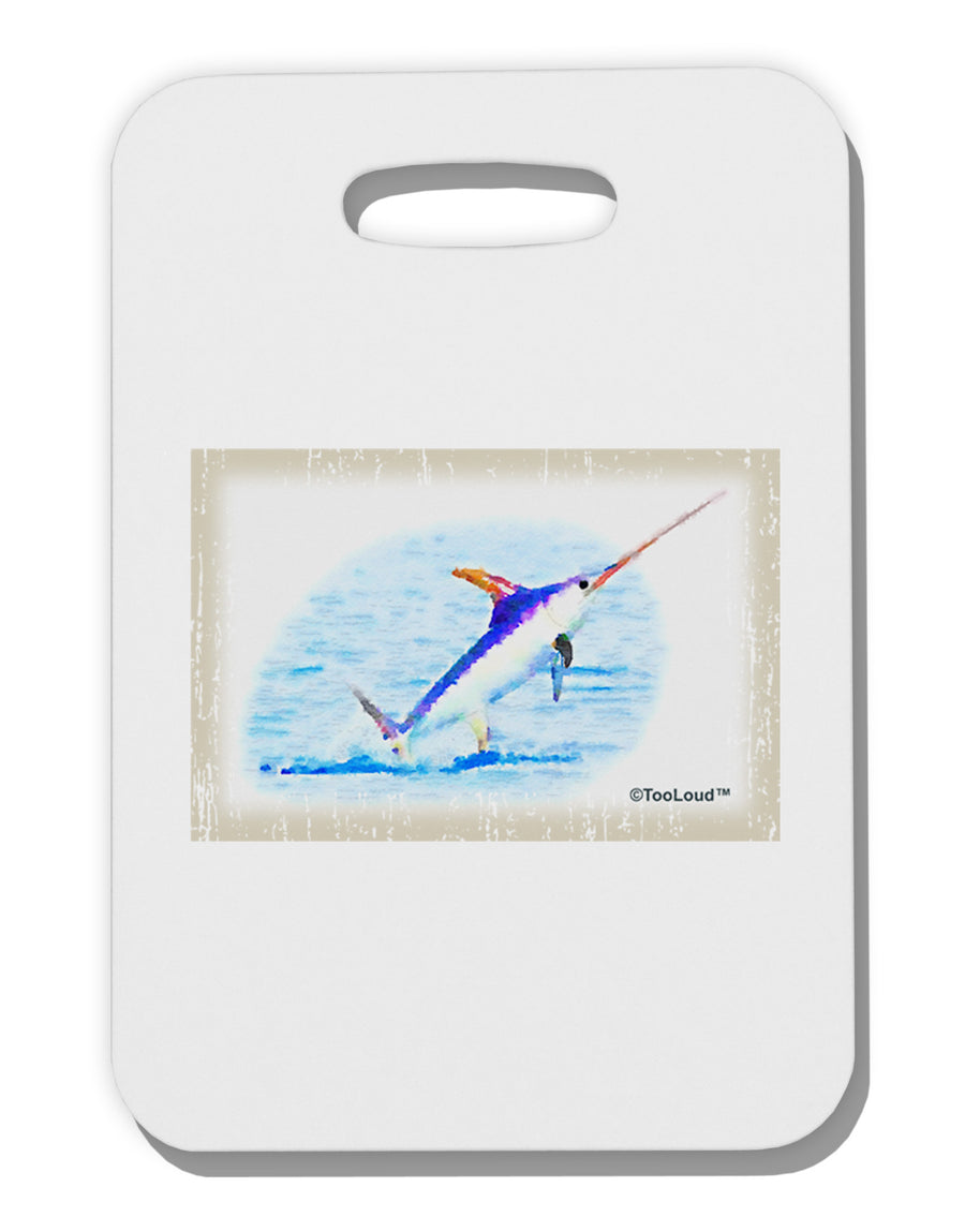 Swordfish Watercolor Thick Plastic Luggage Tag-Luggage Tag-TooLoud-White-One Size-Davson Sales